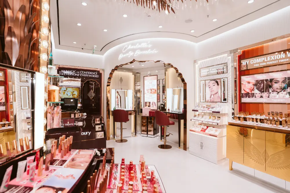 Boudoirs and bridal counters at Charlotte Tilbury