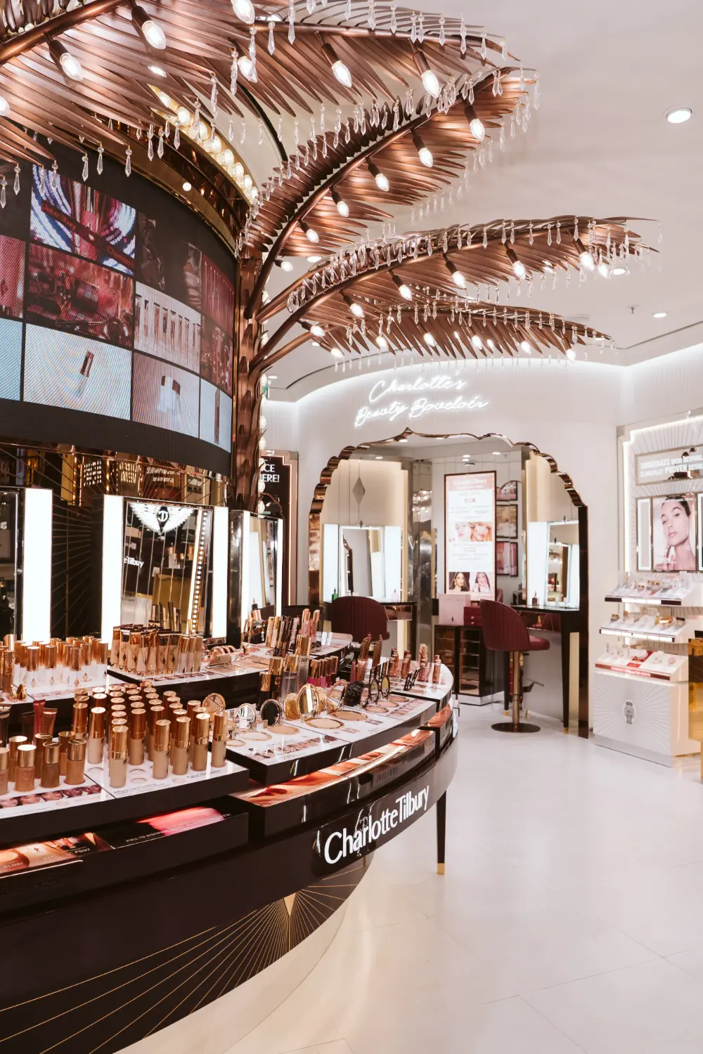 The beauty counters are in the Art Deco style