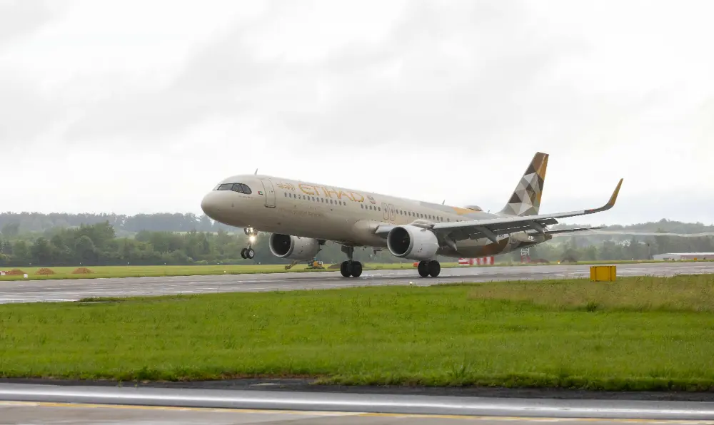 Etihad landing in Krakow