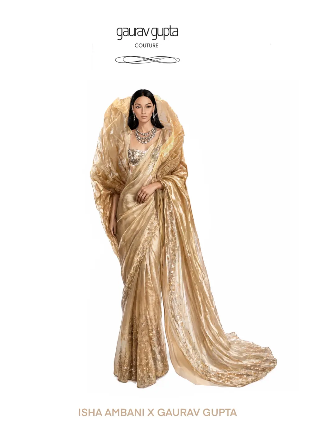 Gaurav Gupta's sketch for Isha Ambani's Met Gala saree