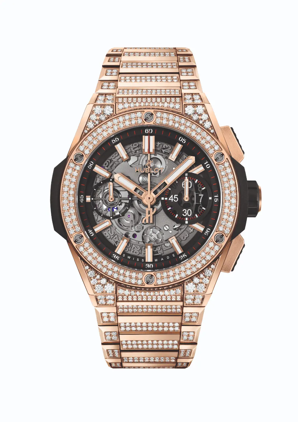 Hublot Big Bang Integrated King Gold Pave 42mm. Photo by Hublot
