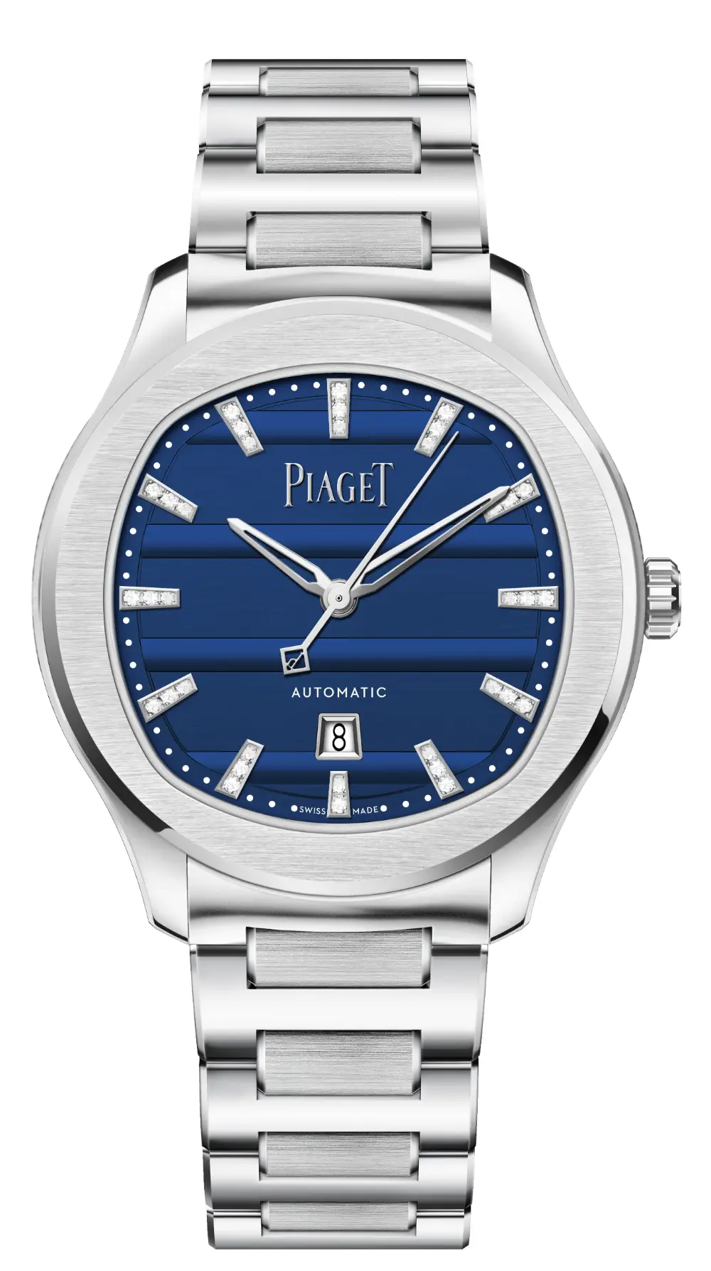 The 36 mm Piaget Polo Signature G0A51035 with steel bracelet and 36 diamonds on dial