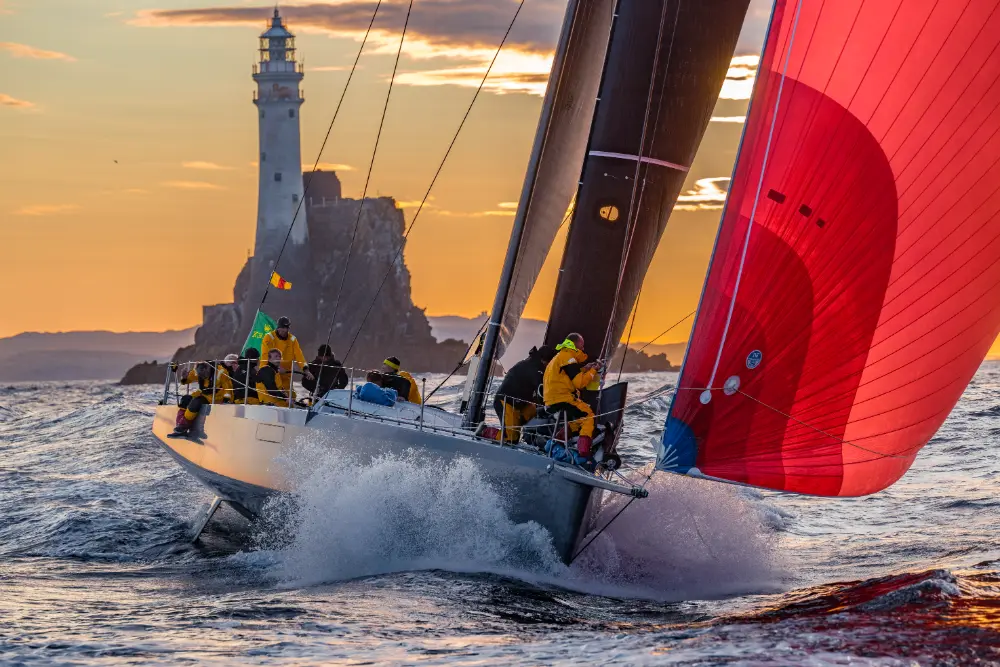 The Rolex Fastnet race is a benchmark offshore contest shaped by the enduring human drive to achieve. ©Rolex/Kurt Arrigo