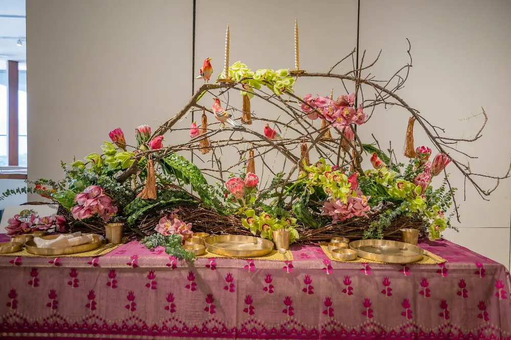 The birds form a part of a larger vision, in this case a tablescape